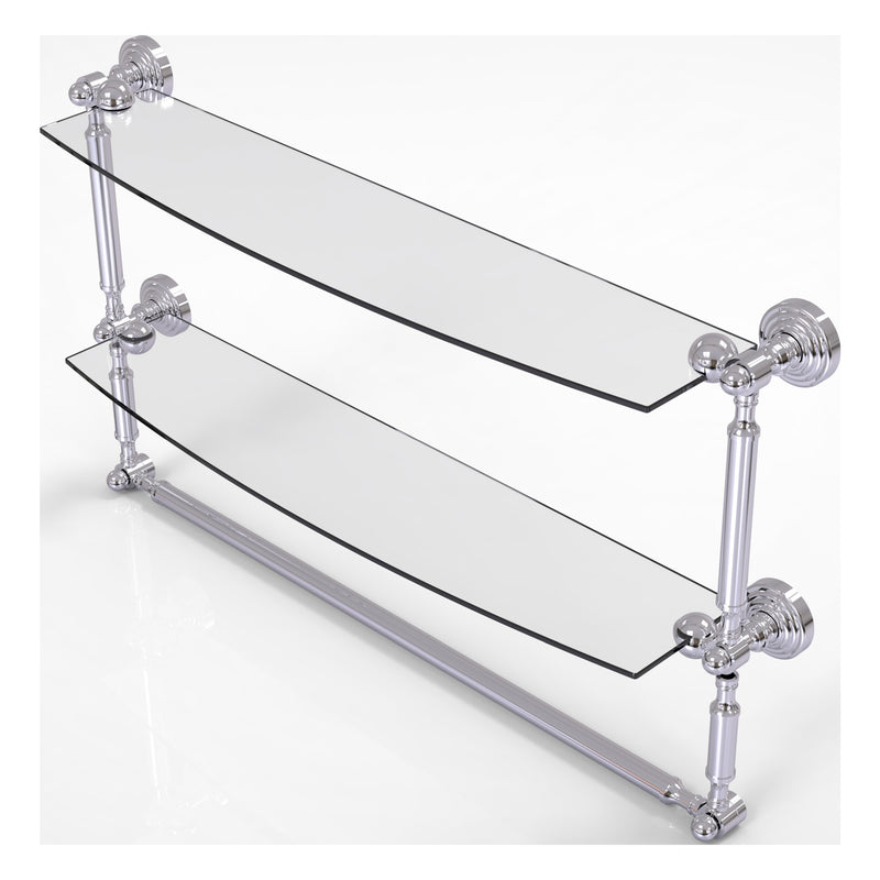 Waverly Place Collection Two Tiered Glass Shelf with Integrated Towel Bar