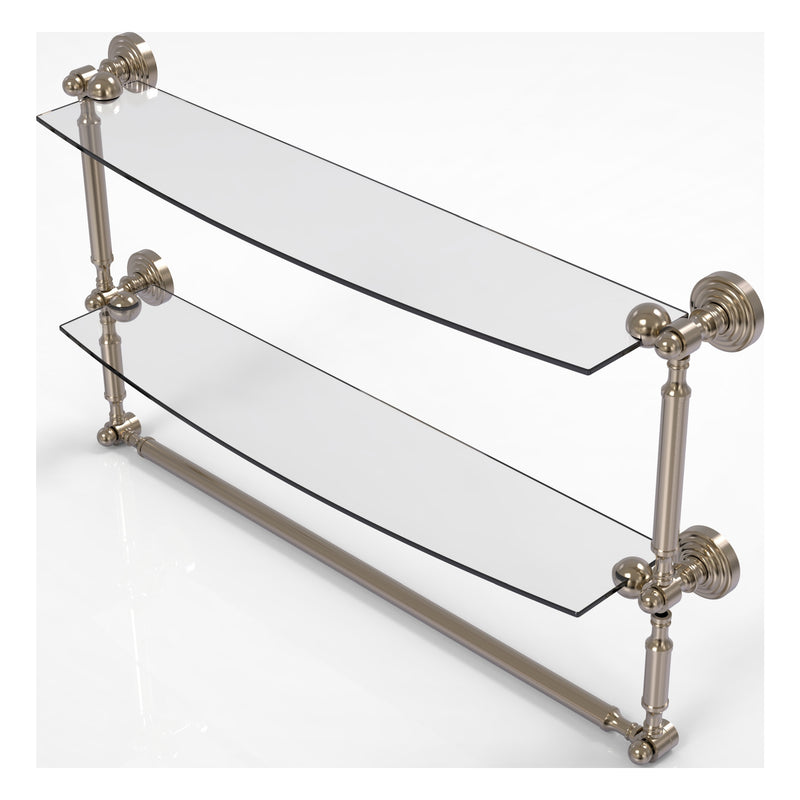 Waverly Place Collection Two Tiered Glass Shelf with Integrated Towel Bar