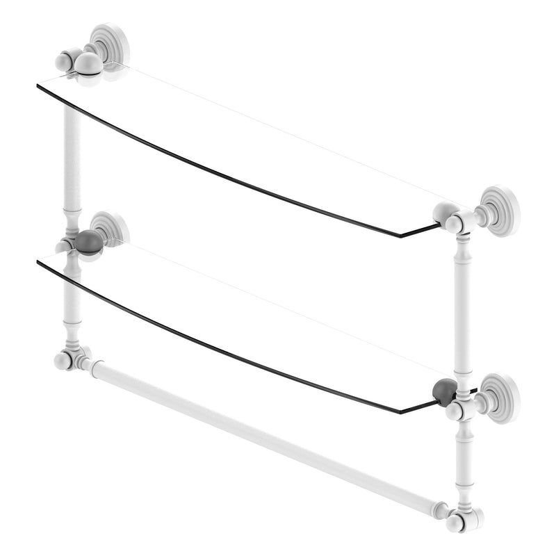 Waverly Place Collection Two Tiered Glass Shelf with Integrated Towel Bar