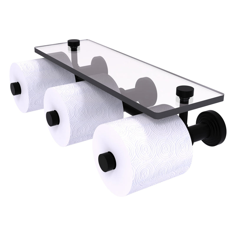 Waverly Place Collection Horizontal Reserve 3 Roll Toilet Paper Holder with Glass Shelf