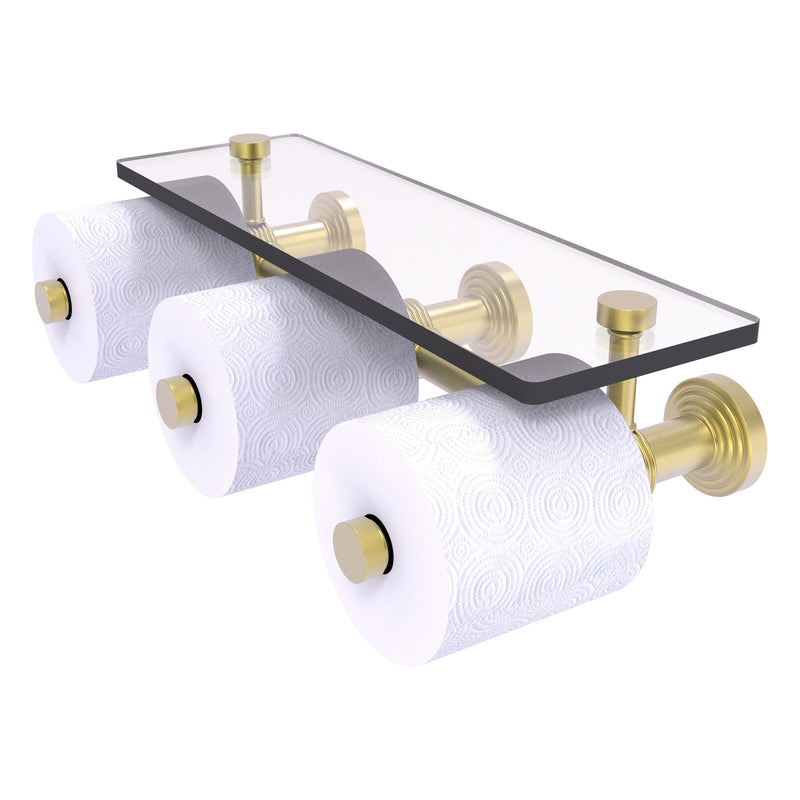 Waverly Place Collection Horizontal Reserve 3 Roll Toilet Paper Holder with Glass Shelf