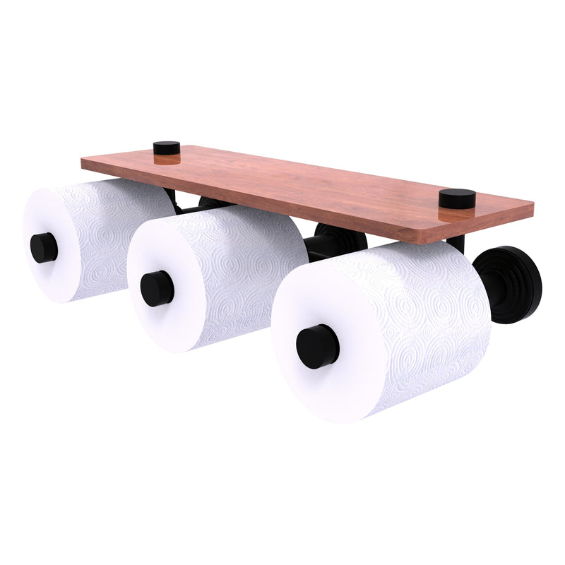 Waverly Place Collection Horizontal Reserve 3 Roll Toilet Paper Holder with Wood Shelf