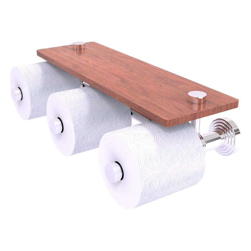 Waverly Place Collection Horizontal Reserve 3 Roll Toilet Paper Holder with Wood Shelf