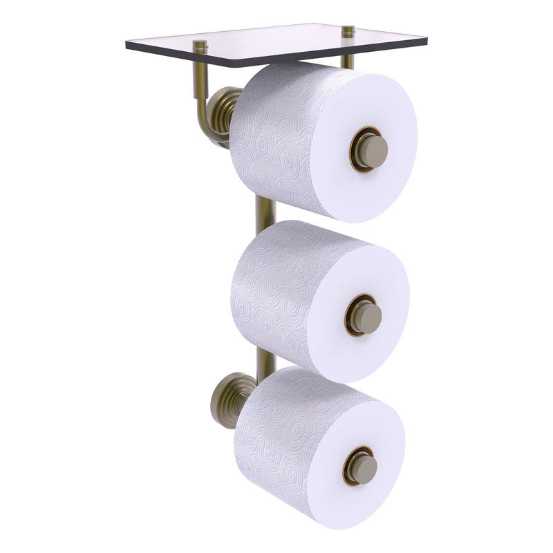 Waverly Place Collection 3 Roll Toilet Paper Holder with Glass Shelf