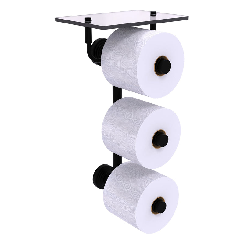 Waverly Place Collection 3 Roll Toilet Paper Holder with Glass Shelf