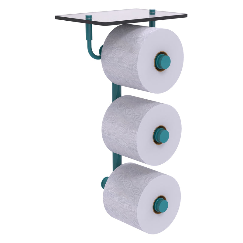 Waverly Place Collection 3 Roll Toilet Paper Holder with Glass Shelf