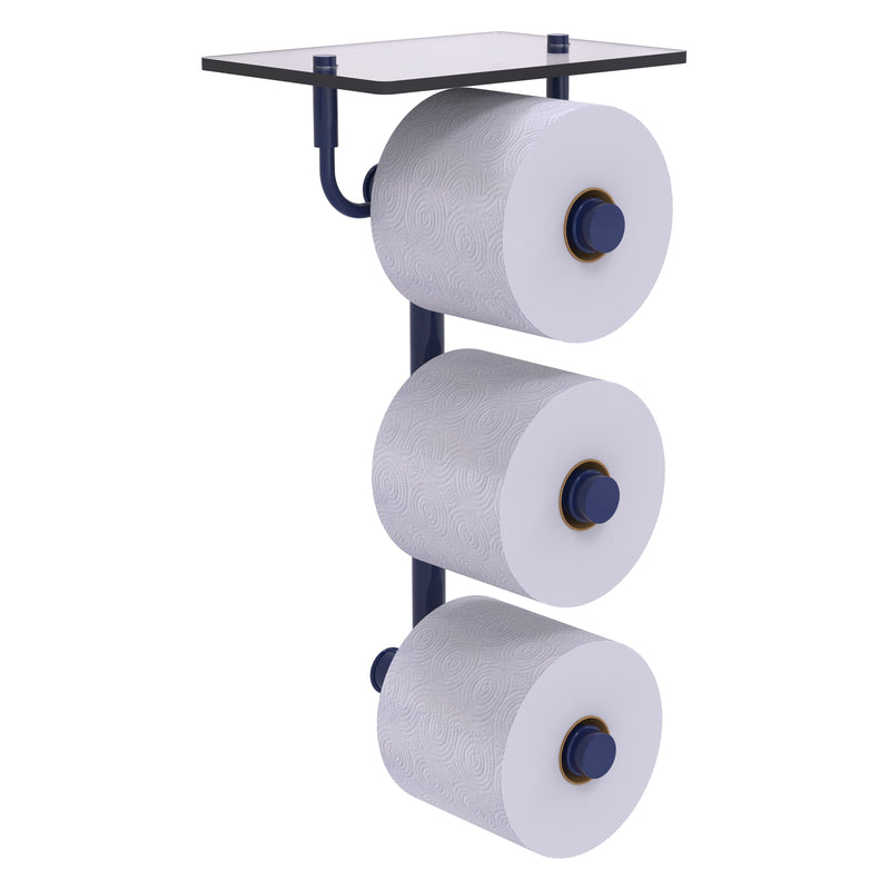 Waverly Place Collection 3 Roll Toilet Paper Holder with Glass Shelf