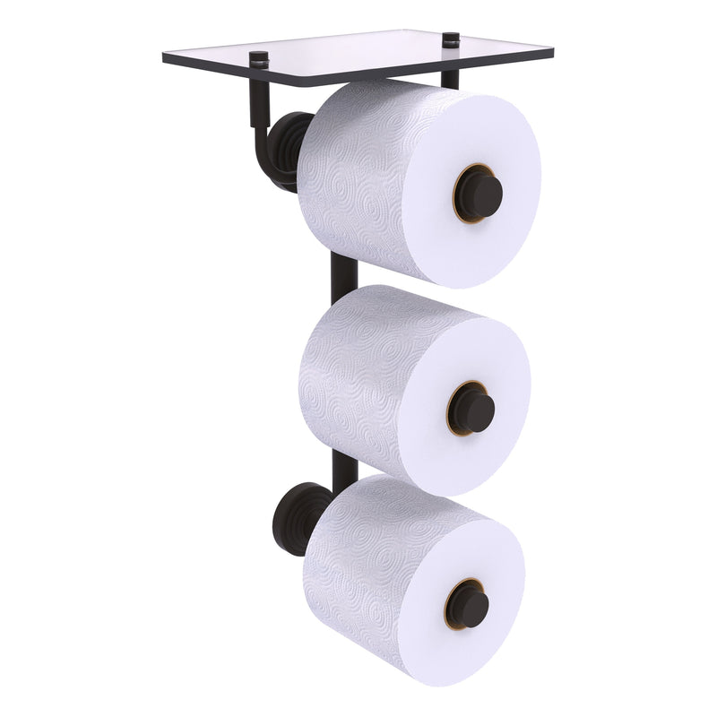 Waverly Place Collection 3 Roll Toilet Paper Holder with Glass Shelf