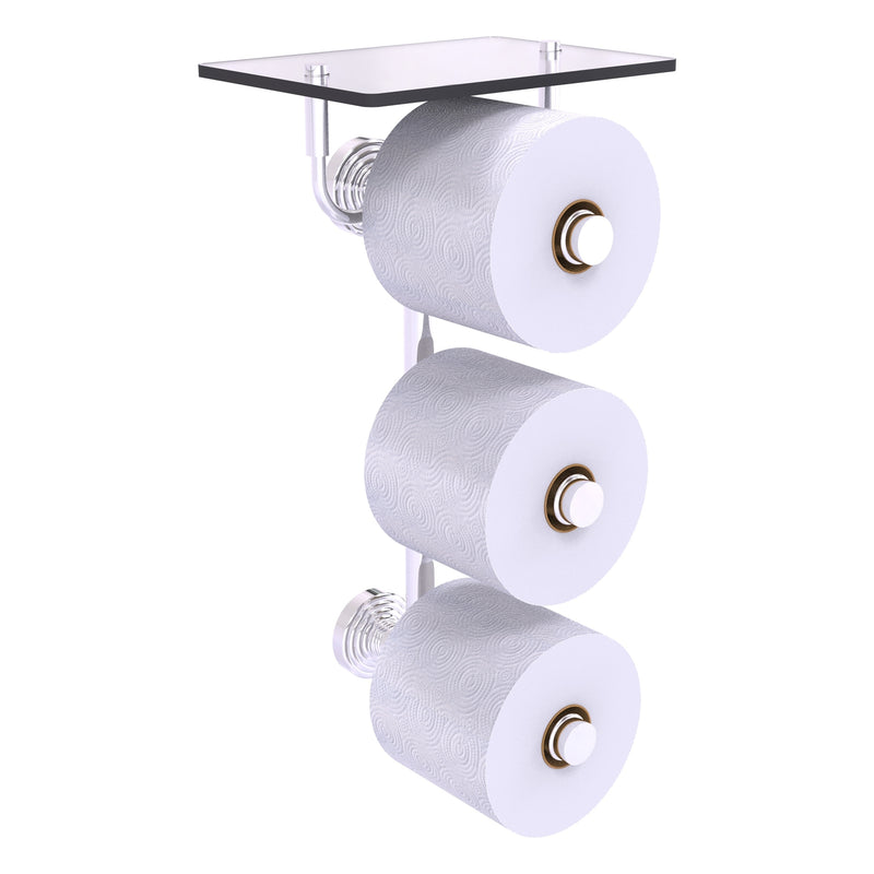 Waverly Place Collection 3 Roll Toilet Paper Holder with Glass Shelf