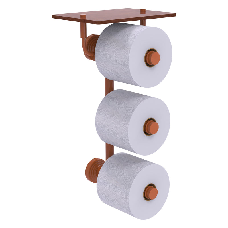 Waverly Place Collection 3 Roll Toilet Paper Holder with Wood Shelf