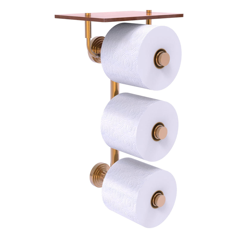 Waverly Place Collection 3 Roll Toilet Paper Holder with Wood Shelf