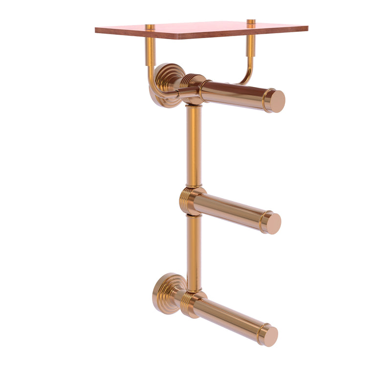 Waverly Place Collection 3 Roll Toilet Paper Holder with Wood Shelf