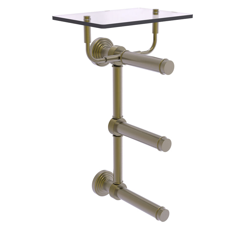 Waverly Place Collection 3 Roll Toilet Paper Holder with Glass Shelf