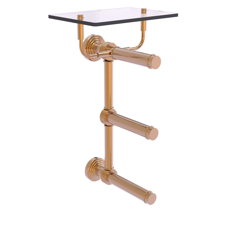 Waverly Place Collection 3 Roll Toilet Paper Holder with Glass Shelf