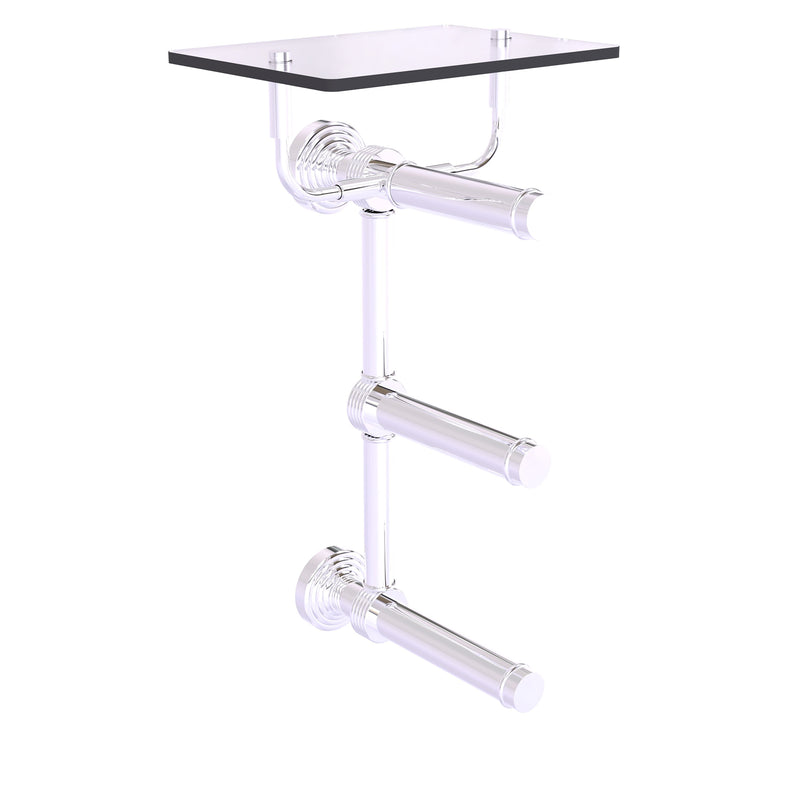 Waverly Place Collection 3 Roll Toilet Paper Holder with Glass Shelf