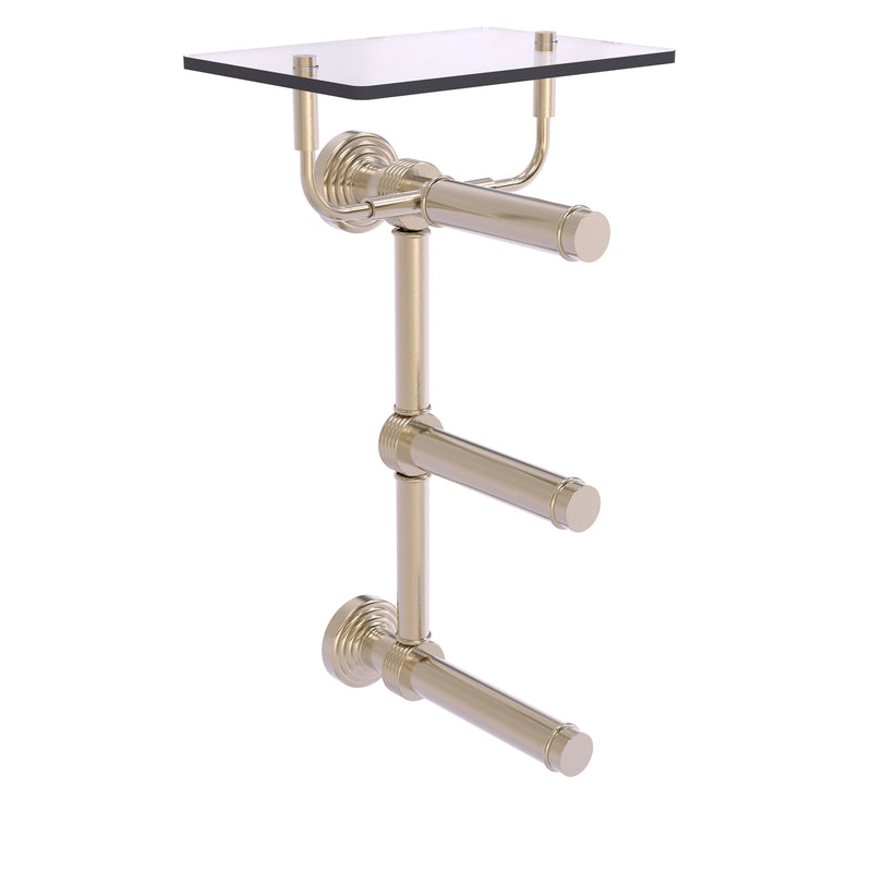 Waverly Place Collection 3 Roll Toilet Paper Holder with Glass Shelf