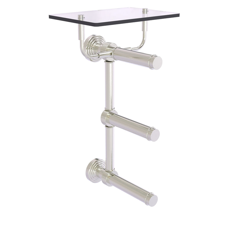 Waverly Place Collection 3 Roll Toilet Paper Holder with Glass Shelf