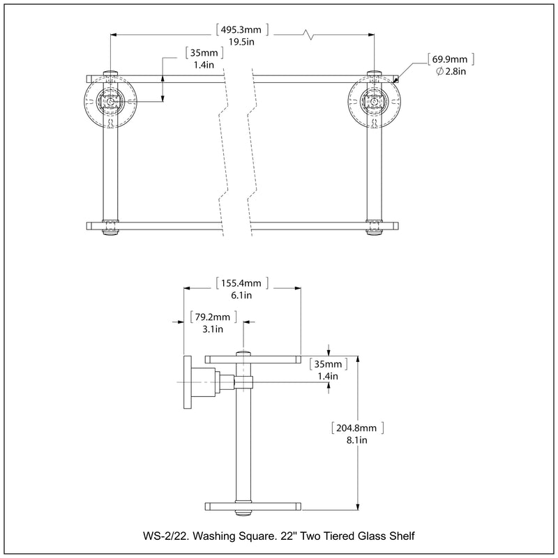 Washington Square Collection Two Tiered Glass Shelf