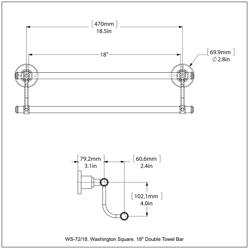 Washington Square Collection  Double Towel Bar