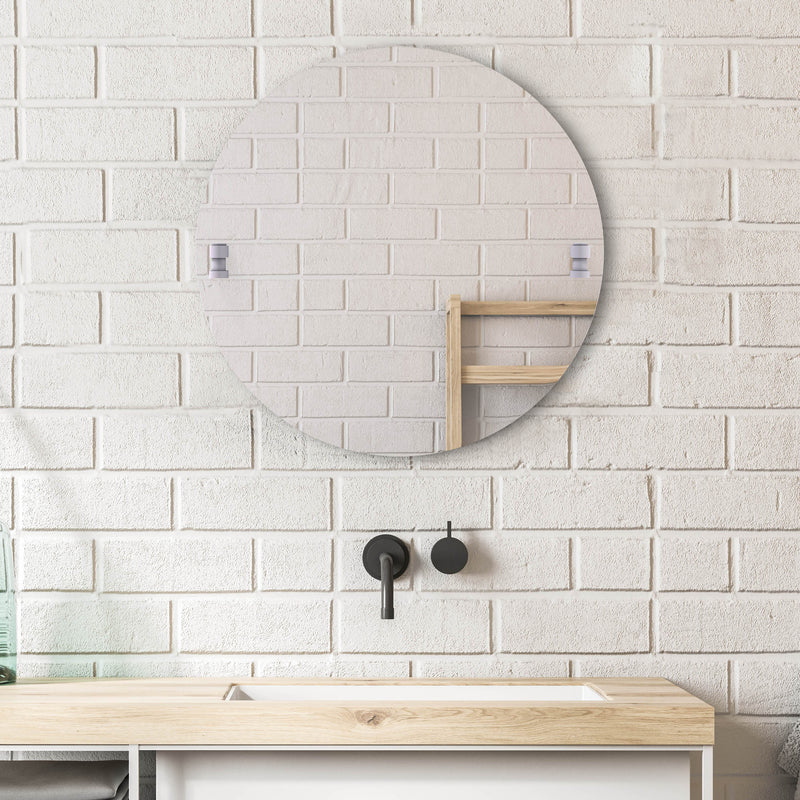 Frameless Round Tilt Mirror with Beveled Edge