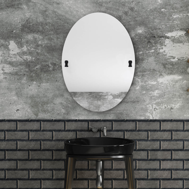 Frameless Oval Tilt Mirror with Beveled Edge