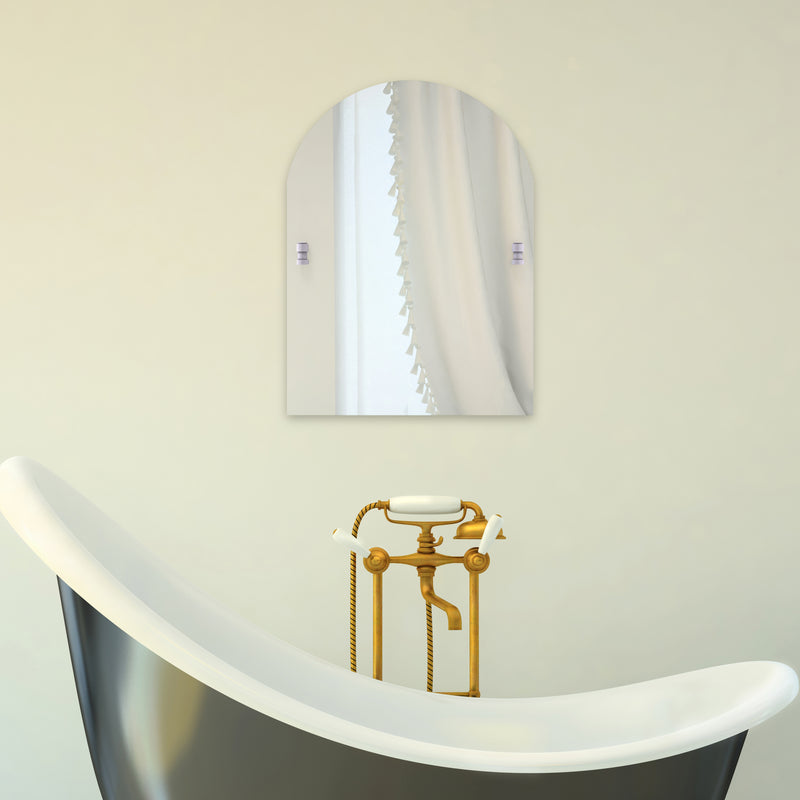 Frameless Arched Top Tilt Mirror with Beveled Edge