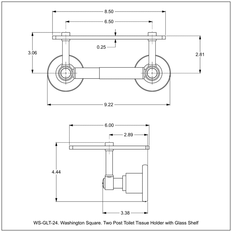 Washington Square Collection Two Post Toilet Tissue Holder with Glass Shelf