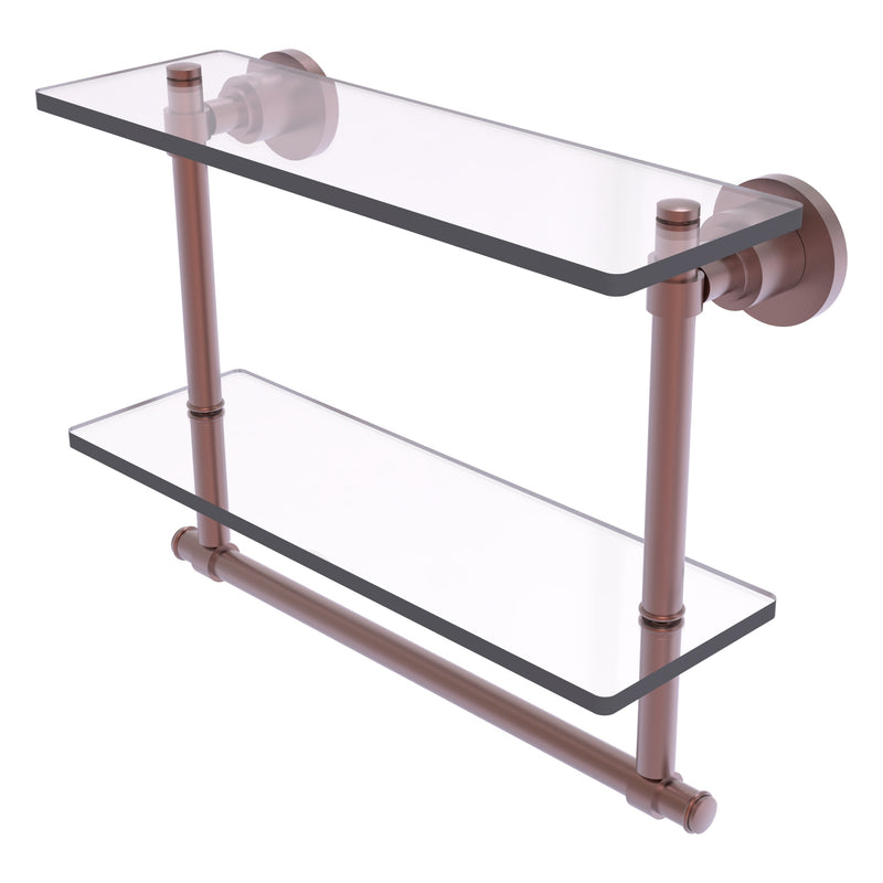 Washington Square Collection Two Tiered Glass Shelf with Integrated Towel Bar