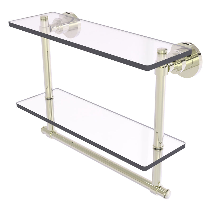 Washington Square Collection Two Tiered Glass Shelf with Integrated Towel Bar