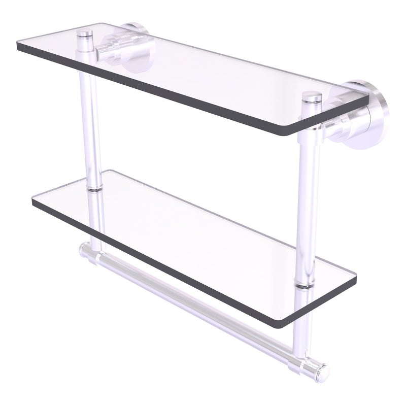 Washington Square Collection Two Tiered Glass Shelf with Integrated Towel Bar