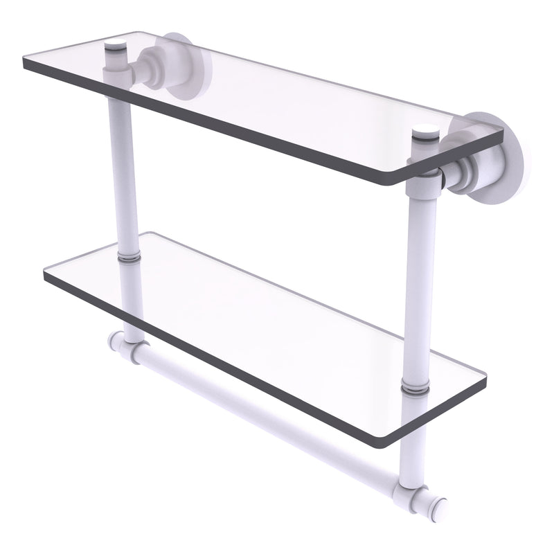 Washington Square Collection Two Tiered Glass Shelf with Integrated Towel Bar