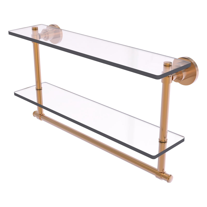 Washington Square Collection Two Tiered Glass Shelf with Integrated Towel Bar