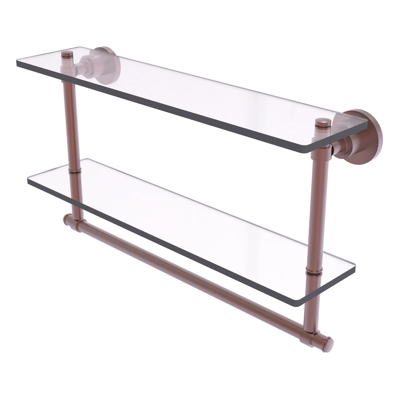 Washington Square Collection Two Tiered Glass Shelf with Integrated Towel Bar