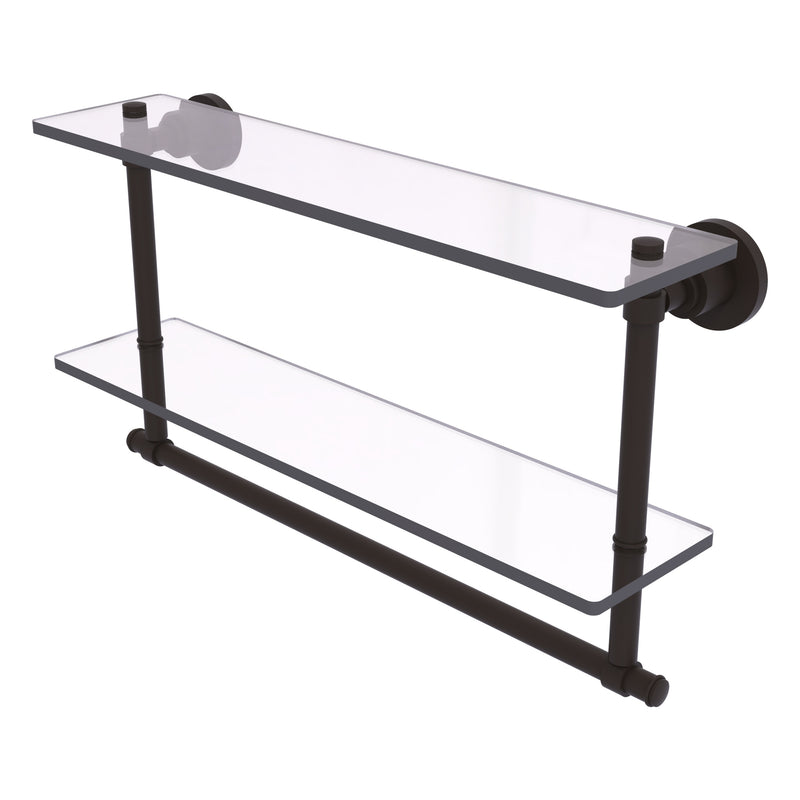 Washington Square Collection Two Tiered Glass Shelf with Integrated Towel Bar