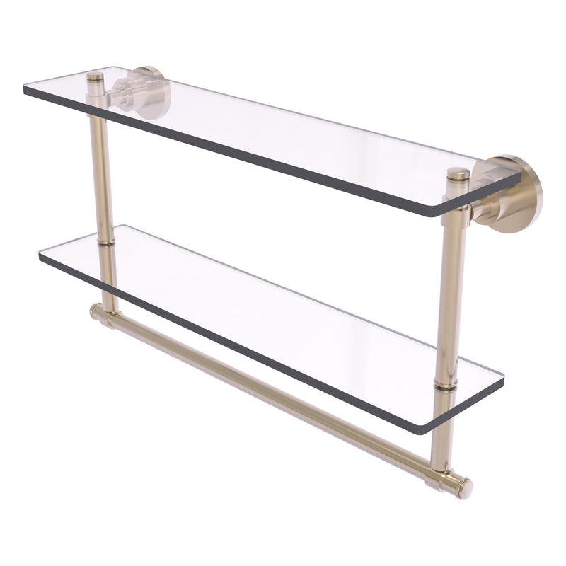 Washington Square Collection Two Tiered Glass Shelf with Integrated Towel Bar