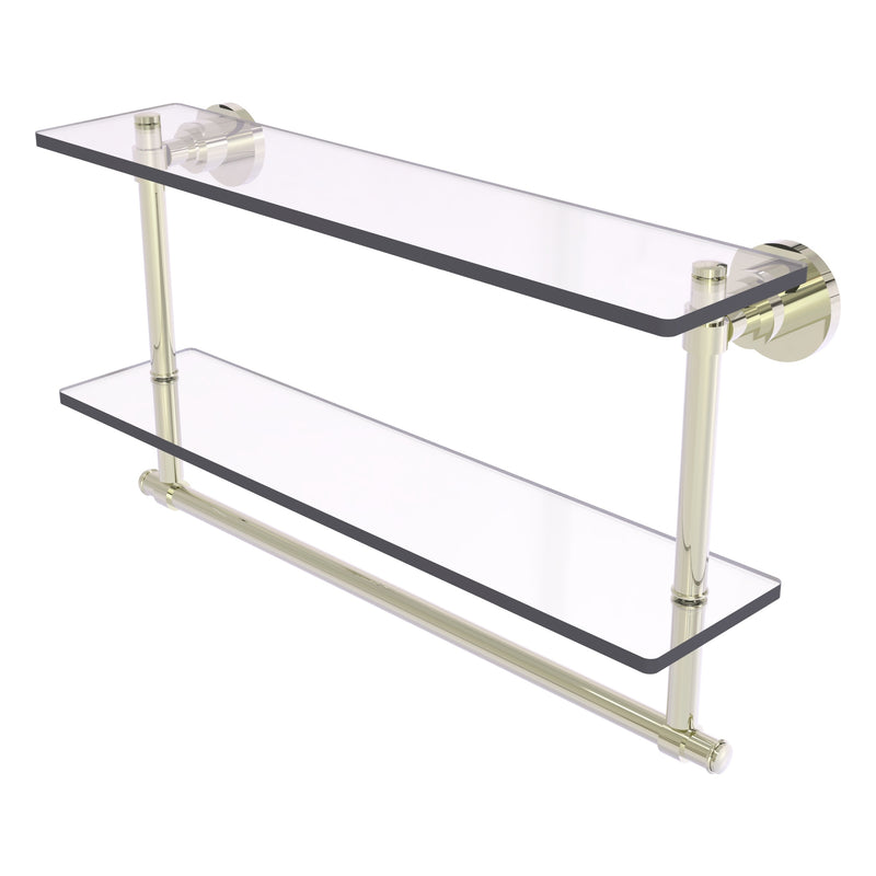 Washington Square Collection Two Tiered Glass Shelf with Integrated Towel Bar