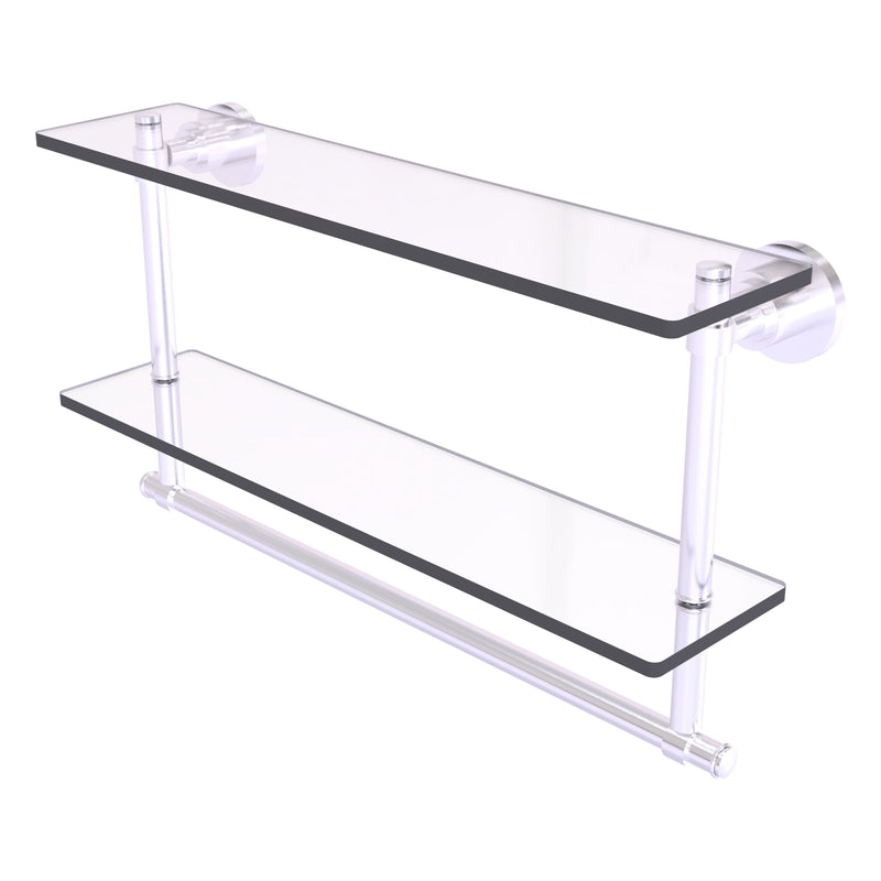 Washington Square Collection Two Tiered Glass Shelf with Integrated Towel Bar