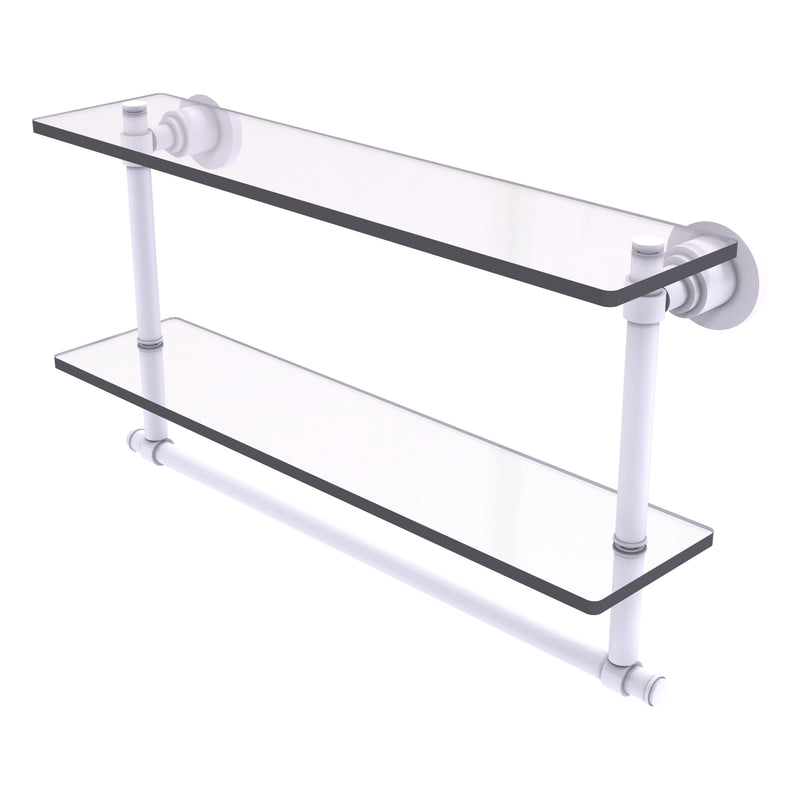 Washington Square Collection Two Tiered Glass Shelf with Integrated Towel Bar